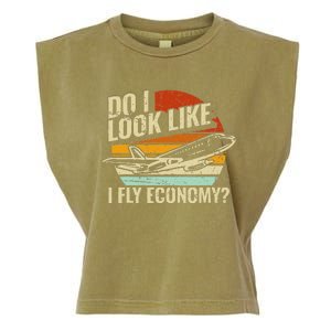 Do I Look Like I Fly Economy Design Travel Traveling Funny Garment-Dyed Women's Muscle Tee