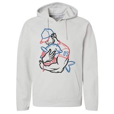 Dolphin I Love You Dad Performance Fleece Hoodie