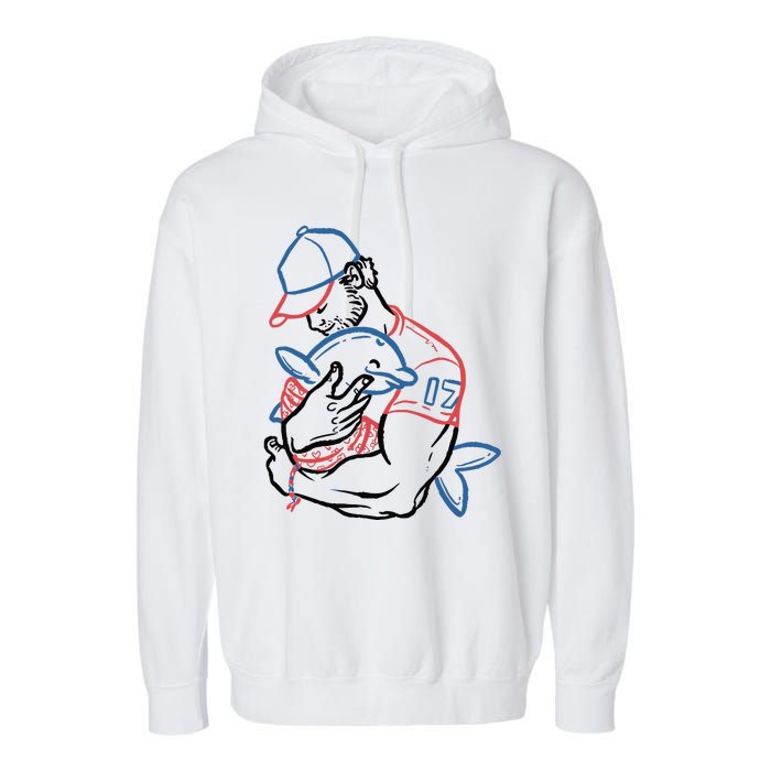 Dolphin I Love You Dad Garment-Dyed Fleece Hoodie