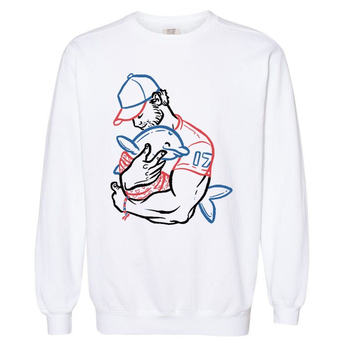 Dolphin I Love You Dad Garment-Dyed Sweatshirt