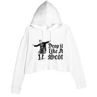 Drop It Like A Scot Funny Scottish Dance Funny Meme Crop Fleece Hoodie