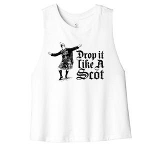 Drop It Like A Scot Funny Scottish Dance Funny Meme Women's Racerback Cropped Tank