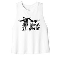 Drop It Like A Scot Funny Scottish Dance Funny Meme Women's Racerback Cropped Tank