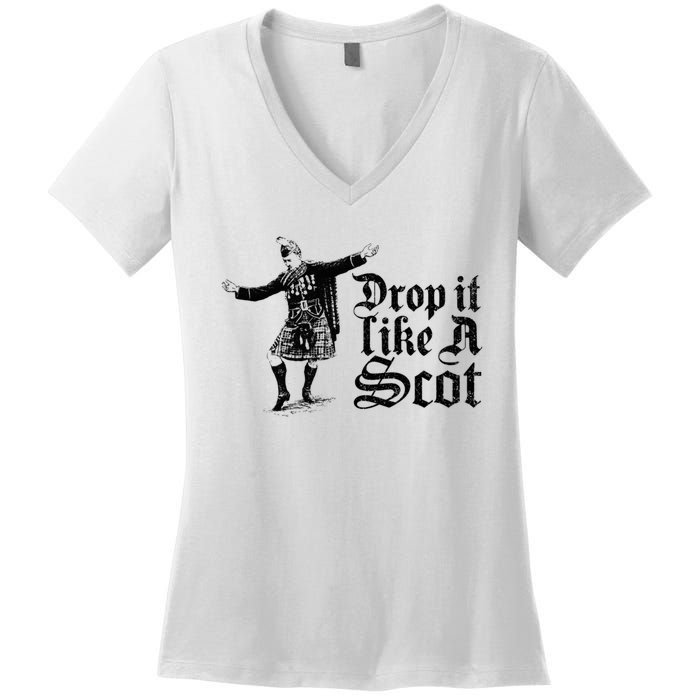 Drop It Like A Scot Funny Scottish Dance Funny Meme Women's V-Neck T-Shirt