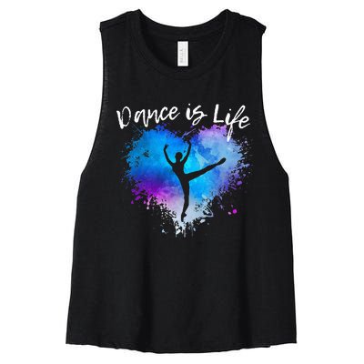 DANCE IS LIFE Ballet Dancing Ballerina N Tween Girl Mom Women's Racerback Cropped Tank