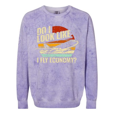 Do I Look Like I Fly Economy Design Travel Traveling Funny Colorblast Crewneck Sweatshirt