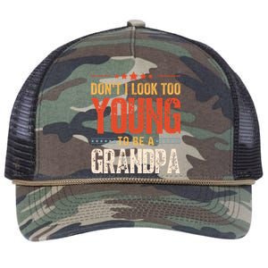 DonT I Look Too Young To Be A Grandpa Funny Quote Retro Rope Trucker Hat Cap