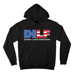 Damn I Love Freedom Dilf Funny Patriotic Dad Father's Day Hoodie