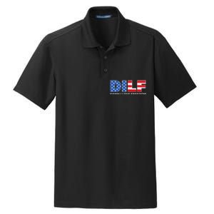 Damn I Love Freedom Dilf Funny Patriotic Dad Father's Day Dry Zone Grid Polo