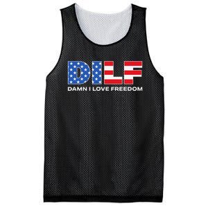 Damn I Love Freedom Dilf Funny Patriotic Dad Father's Day Mesh Reversible Basketball Jersey Tank