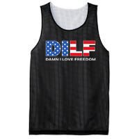 Damn I Love Freedom Dilf Funny Patriotic Dad Father's Day Mesh Reversible Basketball Jersey Tank