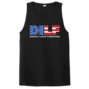 Damn I Love Freedom Dilf Funny Patriotic Dad Father's Day PosiCharge Competitor Tank