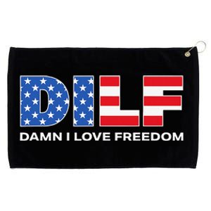 Damn I Love Freedom Dilf Funny Patriotic Dad Father's Day Grommeted Golf Towel