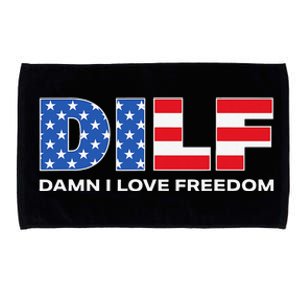 Damn I Love Freedom Dilf Funny Patriotic Dad Father's Day Microfiber Hand Towel