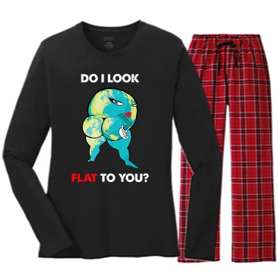 Do I Look Flat To You Anti Flat Thick Earth Women's Long Sleeve Flannel Pajama Set 