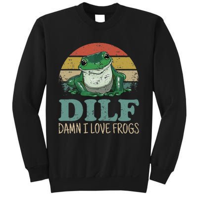 Dilfdamn I Love Frogs Funny Saying Frogamphibian Lovers Sweatshirt