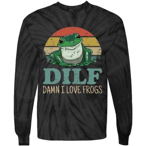 Dilfdamn I Love Frogs Funny Saying Frogamphibian Lovers Tie-Dye Long Sleeve Shirt