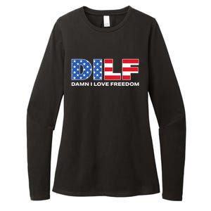 Damn I Love Freedom Dilf Funny Patriotic Dad Fathers Day Womens CVC Long Sleeve Shirt