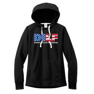 Damn I Love Freedom Dilf Funny Patriotic Dad Fathers Day Women's Fleece Hoodie