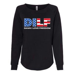 Damn I Love Freedom Dilf Funny Patriotic Dad Fathers Day Womens California Wash Sweatshirt