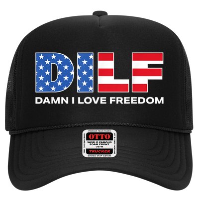 Damn I Love Freedom Dilf Funny Patriotic Dad Fathers Day Trucker Hat