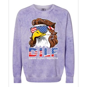 Damn I Love Freedom Eagle Funny Patriotic July 4th Colorblast Crewneck Sweatshirt