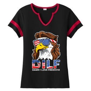 Damn I Love Freedom Eagle Funny Patriotic July 4th Ladies Halftime Notch Neck Tee