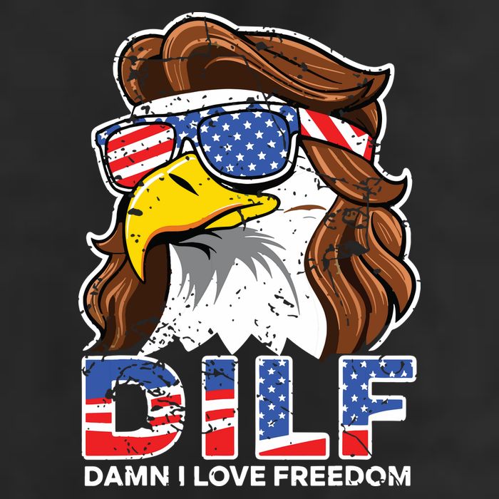 Damn I Love Freedom Eagle Funny Patriotic July 4th 7 Panel Mesh Trucker Snapback Hat