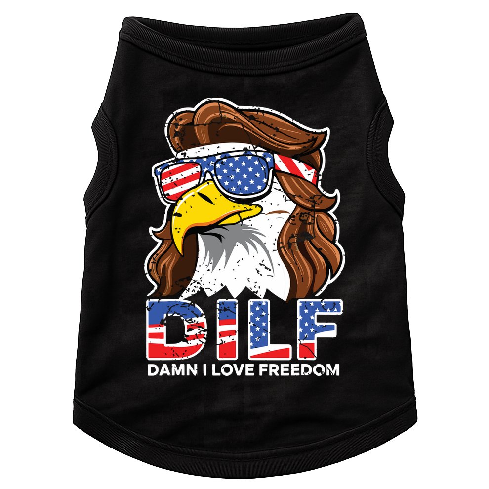 Damn I Love Freedom Eagle Funny Patriotic July 4th Doggie Tank