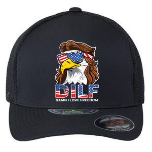 Damn I Love Freedom Eagle Funny Patriotic July 4th Flexfit Unipanel Trucker Cap