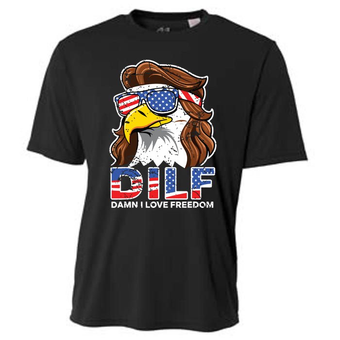 Damn I Love Freedom Eagle Funny Patriotic July 4th Cooling Performance Crew T-Shirt