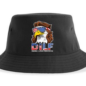 Damn I Love Freedom Eagle Funny Patriotic July 4th Sustainable Bucket Hat