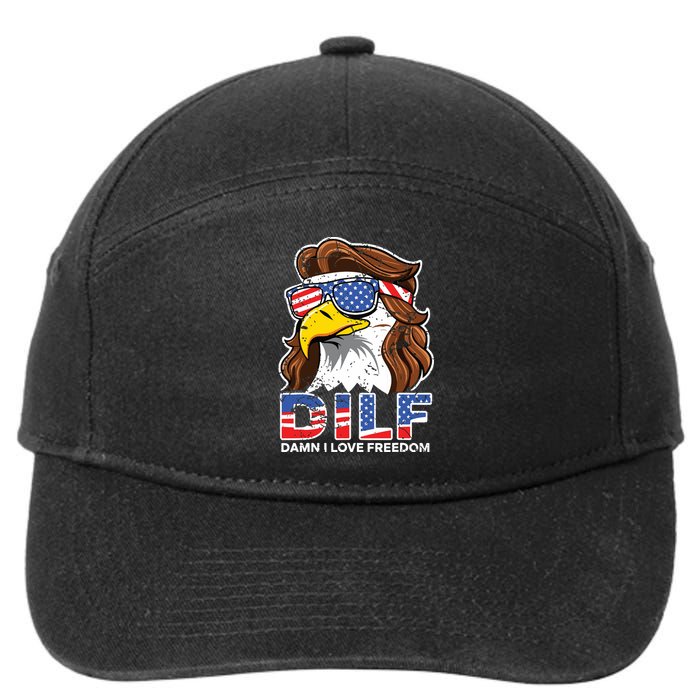 Damn I Love Freedom Eagle Funny Patriotic July 4th 7-Panel Snapback Hat