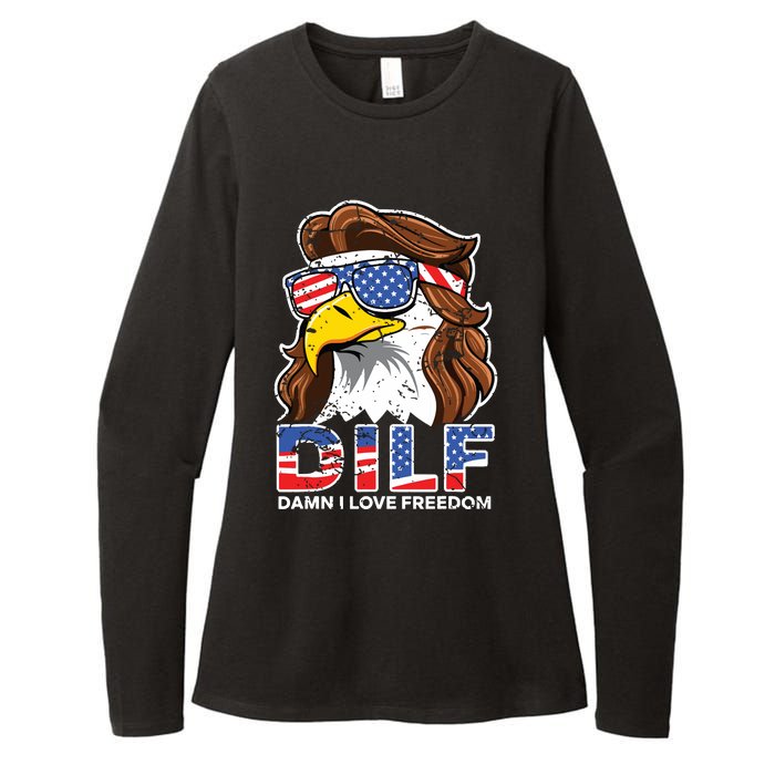 Damn I Love Freedom Eagle Funny Patriotic July 4th Womens CVC Long Sleeve Shirt