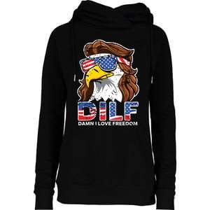 Damn I Love Freedom Eagle Funny Patriotic July 4th Womens Funnel Neck Pullover Hood