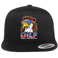 Damn I Love Freedom Eagle Funny Patriotic July 4th Flat Bill Trucker Hat