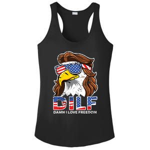 Damn I Love Freedom Eagle Funny Patriotic July 4th Ladies PosiCharge Competitor Racerback Tank