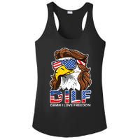 Damn I Love Freedom Eagle Funny Patriotic July 4th Ladies PosiCharge Competitor Racerback Tank