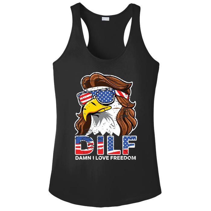 Damn I Love Freedom Eagle Funny Patriotic July 4th Ladies PosiCharge Competitor Racerback Tank