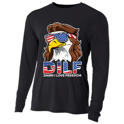 Damn I Love Freedom Eagle Funny Patriotic July 4th Cooling Performance Long Sleeve Crew