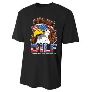 Damn I Love Freedom Eagle Funny Patriotic July 4th Performance Sprint T-Shirt