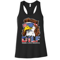 Damn I Love Freedom Eagle Funny Patriotic July 4th Women's Racerback Tank