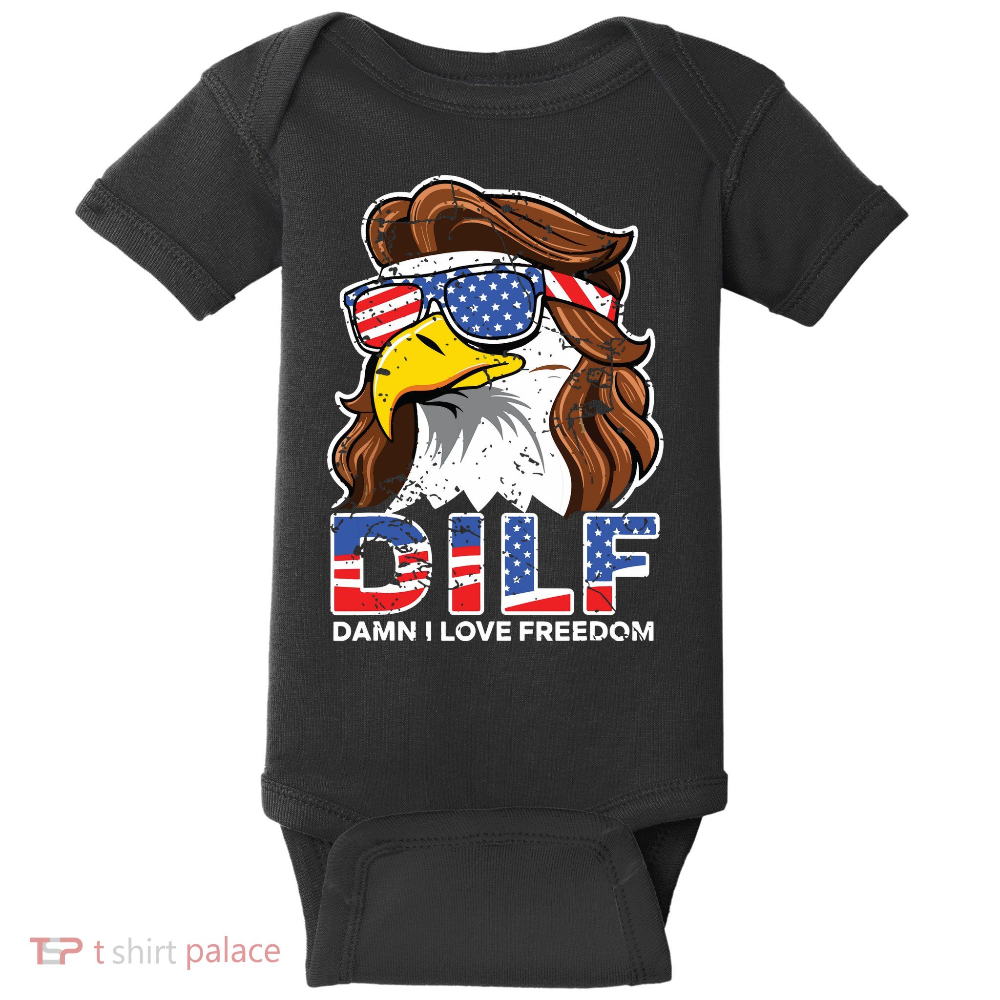 Damn I Love Freedom Eagle Funny Patriotic July 4th Baby Bodysuit