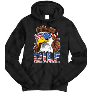 Damn I Love Freedom Eagle Funny Patriotic July 4th Tie Dye Hoodie