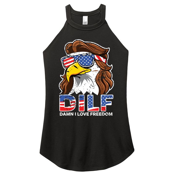 Damn I Love Freedom Eagle Funny Patriotic July 4th Women's Perfect Tri Rocker Tank
