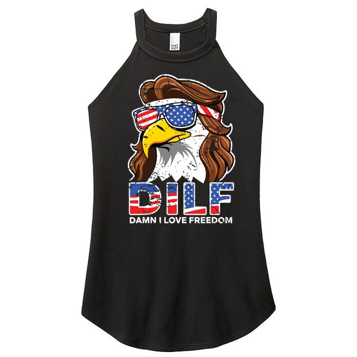 Damn I Love Freedom Eagle Funny Patriotic July 4th Women's Perfect Tri Rocker Tank