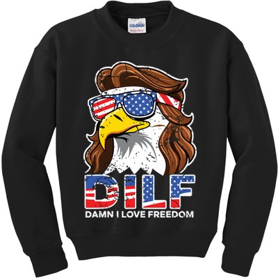 Damn I Love Freedom Eagle Funny Patriotic July 4th Kids Sweatshirt