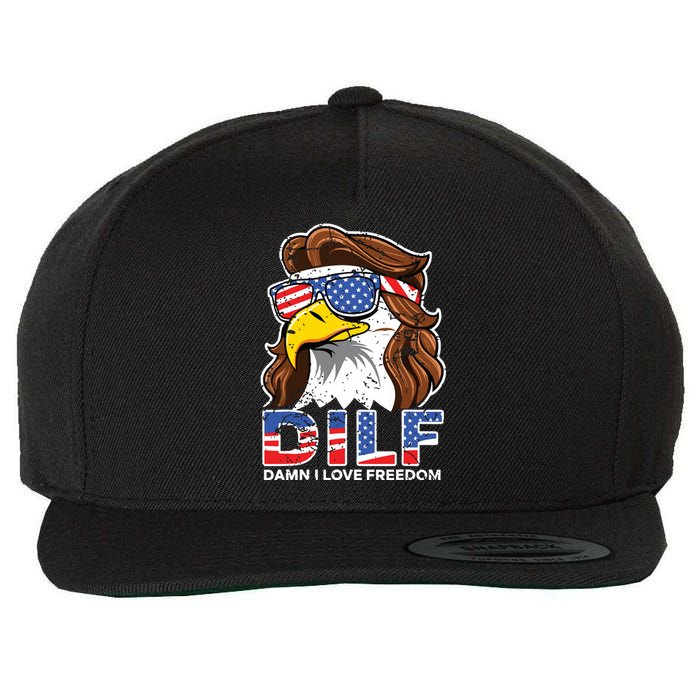 Damn I Love Freedom Eagle Funny Patriotic July 4th Wool Snapback Cap