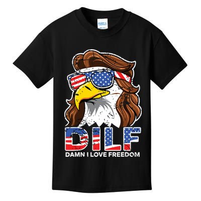 Damn I Love Freedom Eagle Funny Patriotic July 4th Kids T-Shirt