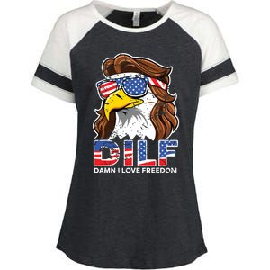 Damn I Love Freedom Eagle Funny Patriotic July 4th Enza Ladies Jersey Colorblock Tee